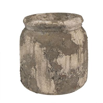 Clayre & Eef Blumentopf Ø 14x13 cm Grau Beige Terrakotta (Gr. Ø 14x13 cm)