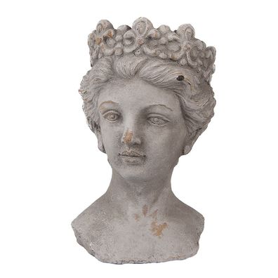 Clayre & Eef Blumentopf Frau 14x15x24 cm Grau Stein (Gr. 14x15x24 cm)