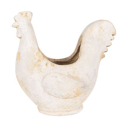 Clayre & Eef Blumentopf Huhn 36x18x35 cm Beige Keramikmaterial (Gr. 36x18x35 cm)