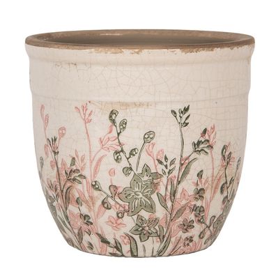 Clayre & Eef Blumentopf Ø 13x11 cm Beige Keramik (Gr. Ø 13x11 cm)