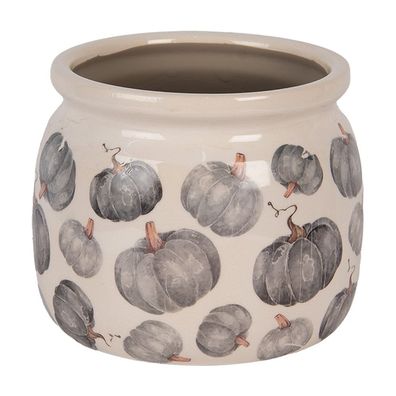 Clayre & Eef Blumentopf Ø 16x13 cm Beige Grau Keramik Kürbis (Gr. Ø 16x13 cm)