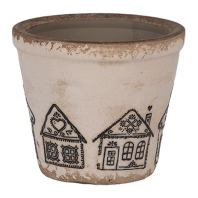 Clayre & Eef Blumentopf Ø 8x7 cm Beige Keramik Lebkuchenhaus (Gr. Ø 8x7 cm)