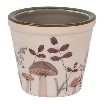 Clayre & Eef Blumentopf Ø 8x7 cm Beige Keramik Pilze (Gr. Ø 8x7 cm)