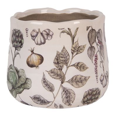 Clayre & Eef Blumentopf Ø 14x12 cm Beige Keramik Gemüse (Gr. Ø 14x12 cm)