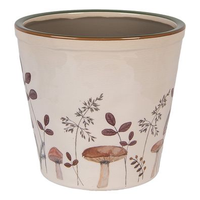 Clayre & Eef Blumentopf Ø 21x20 cm Beige Keramik Pilze (Gr. Ø 21x20 cm)