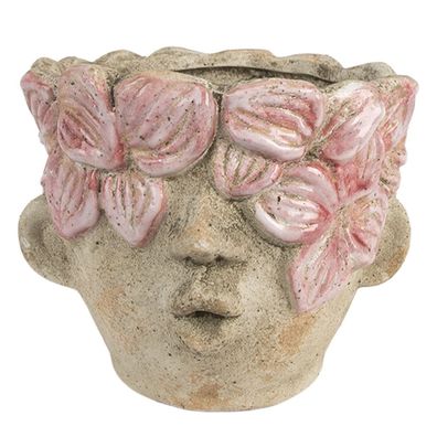 Clayre & Eef Blumentopf Ø 18x15 cm Beige Terrakotta (Gr. 19x18x15 cm)