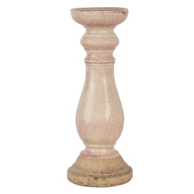 Clayre & Eef Kerzenständer Ø 14x36 cm Rosa Keramik (Gr. Ø 14x36 cm)