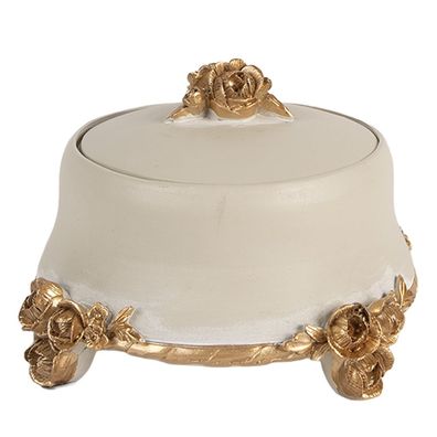 Clayre & Eef Schmuckkästchen Ø 14x9 cm Beige Kunststoff