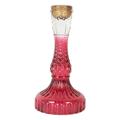 Clayre & Eef Kerzenständer Ø 9x17 cm Rosa Glas (Gr. Ø 9x17 cm)