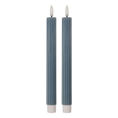 Clayre & Eef LED-Stabkerzen 2er-Set Ø 2x25 cm Blau Wachs (Gr. Ø 2x25 cm)