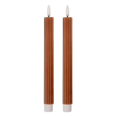 Clayre & Eef LED-Stabkerzen 2er-Set Ø 2x25 cm Braun Wachs (Gr. Ø 2x25 cm)