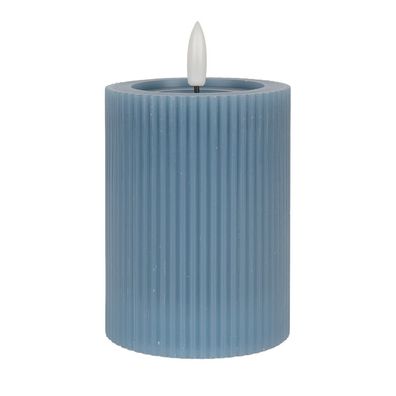 Clayre & Eef LED-Kerze 8x13 cm Blau Wachs (Gr. Ø 8x13 cm / 2xAA)