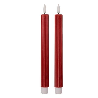 Clayre & Eef LED-Stabkerzen 2er-Set Ø 2x25 cm Rot Wachs (Gr. Ø 2x25 cm)