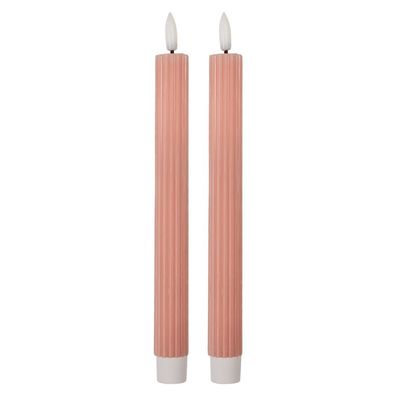 Clayre & Eef LED-Stabkerzen 2er-Set Ø 2x25 cm Rosa Wachs (Gr. Ø 2x25 cm)