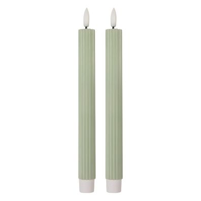 Clayre & Eef LED-Stabkerzen 2er-Set Ø 2x25 cm Grün Wachs (Gr. Ø 2x25 cm)