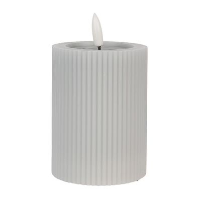 Clayre & Eef LED-Kerze Ø 8x13 cm Grau Wachs (Gr. Ø 8x13 cm / 2xAA)