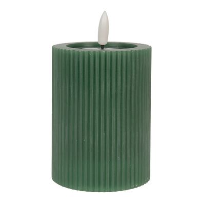Clayre & Eef LED-Kerze Ø 8x13 cm Grün Wachs (Gr. Ø 8x13 cm / 2xAA)