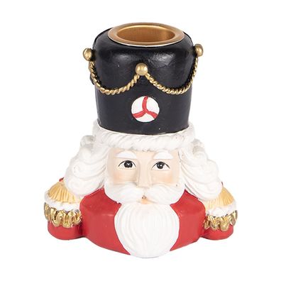 Clayre & Eef Kerzenständer Nussknacker 8x6x9 cm Rot Kunststoff (Gr. 8x6x9 cm)