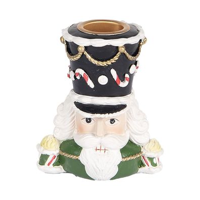 Clayre & Eef Kerzenständer Nussknacker 8x6x9 cm Grün Kunststoff (Gr. 8x6x9 cm)