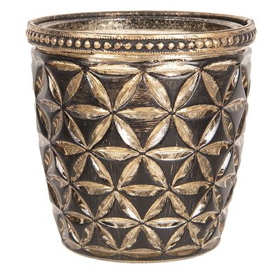 Clayre & Eef Teelichthalter Ø 9x9 cm Braun Glas Blumen (Gr. Ø 9x9 cm)