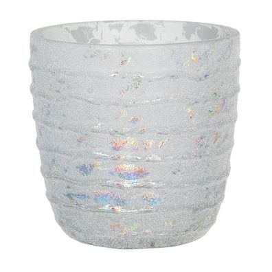 Clayre & Eef Teelichthalter Ø 10x10 cm Weiß Glas (Gr. Ø 10x10 cm)