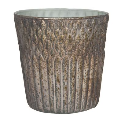 Clayre & Eef Teelichthalter Ø 13x13 cm Kupferfarbig Glas (Gr. Ø 13x13 cm)