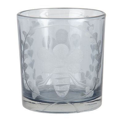 Clayre & Eef Teelichthalter Ø 7x8 cm Grau Glas Biene (Gr. Ø 7x8 cm)