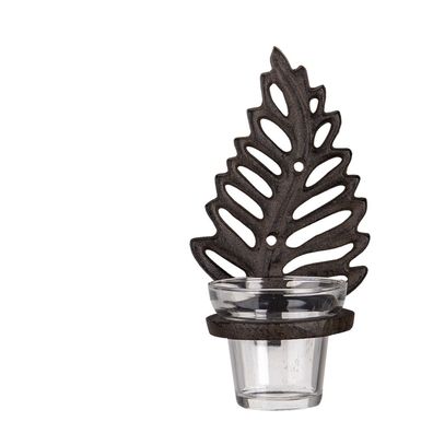 Clayre & Eef Teelichthalter Feder 10x12x19 cm Braun Eisen (Gr. 10x12x19 cm)