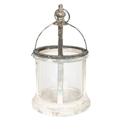 Clayre & Eef Windlicht Ø 28x46 cm Weiß Holz (Gr. Ø 28x46 cm)