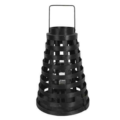 Clayre & Eef Windlicht Ø 28x40 cm Schwarz Holz (Gr. Ø 28x40 cm)