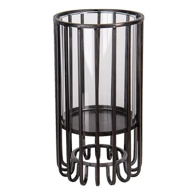 Clayre & Eef Windlicht Ø 14x25 cm Schwarz Metall (Gr. Ø 14x25 cm)