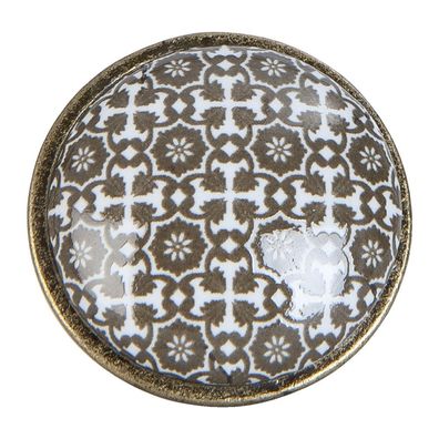 Clayre & Eef Türknauf Ø 2 cm Braun Weiß Keramik Blumen (Gr. Ø 2x2 cm / S2 cm)