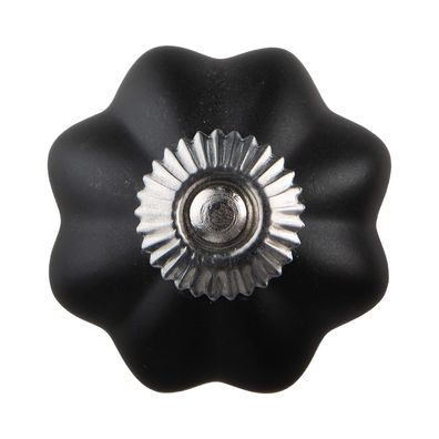 Clayre & Eef Türknauf Ø 4 cm Schwarz Keramik (Gr. Ø 4x3 cm / S3 cm)