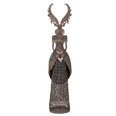 Clayre & Eef Dekorationsfigur Hirsch 20x11x81 cm Braun Metall (Gr. 20x11x81 cm)