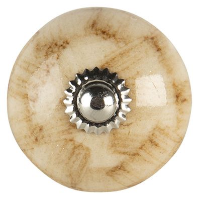 Clayre & Eef Türknauf Ø 4 cm Beige Braun Keramik (Gr. Ø 4x3 cm / S3 cm)