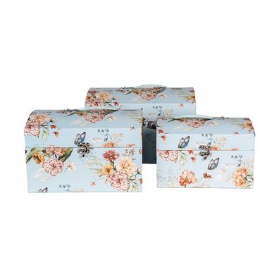 Clayre & Eef Dekoration Koffer 3er Set 30x20x20 /26x18x18/22x15x15 cm Blau Karton