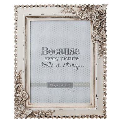 Clayre & Eef Bilderrahmen 15x20 cm Beige Kunststoff Blumen