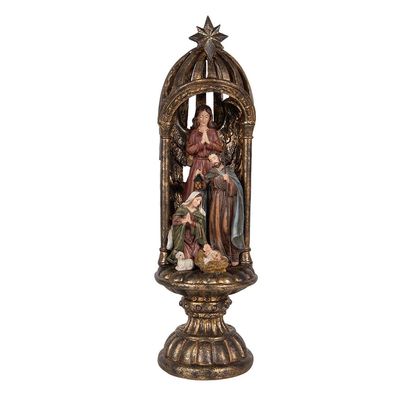 Clayre & Eef Dekorationsfigur Krippe Ø 14x43 cm Goldfarbig Kunststoff