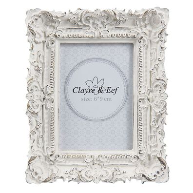 Clayre & Eef Bilderrahmen 6x9 cm Weiß Kunststoff (Gr. 10x2x12 cm / 6x9 cm)