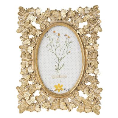 Clayre & Eef Bilderrahmen 10x15 cm Goldfarbig Polyresin (Gr. 18x2x22 cm / 10x15 cm)