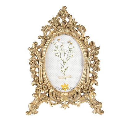 Clayre & Eef Bilderrahmen 10x15 cm Goldfarbig Polyresin (Gr. 18x2x27 cm / 10x15 cm)