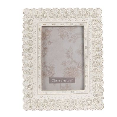 Clayre & Eef Bilderrahmen 10x15 cm Weiß Polyresin (Gr. 16x2x21 cm / 10x15 cm)