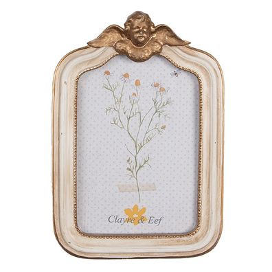 Clayre & Eef Bilderrahmen 10x15 cm Beige Goldfarbig Polyresin