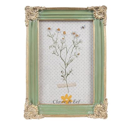 Clayre & Eef Bilderrahmen 10x15 cm Grün Polyresin (Gr. 13x2x18 cm / 10x15 cm)