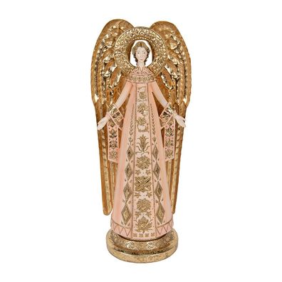 Clayre & Eef Dekorationsfigur Engel 20x15x46 cm Rosa Kunststoff (Gr. 20x15x46 cm)