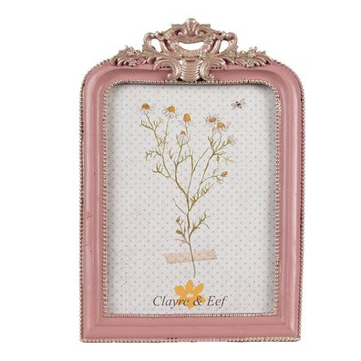 Clayre & Eef Bilderrahmen 10x15 cm Rosa Polyresin (Gr. 13x2x20 cm / 10x15 cm)