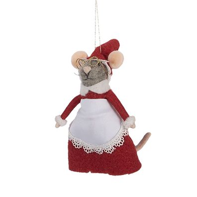 Clayre & Eef Dekorationsfigur Maus 8x6x14 cm Rot Filz (Gr. 8x6x14 cm)