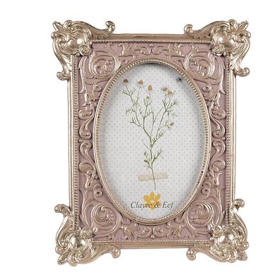 Clayre & Eef Bilderrahmen 10x15 cm Silberfarbig Polyresin (Gr. 17x3x21 cm / 10x15 cm)