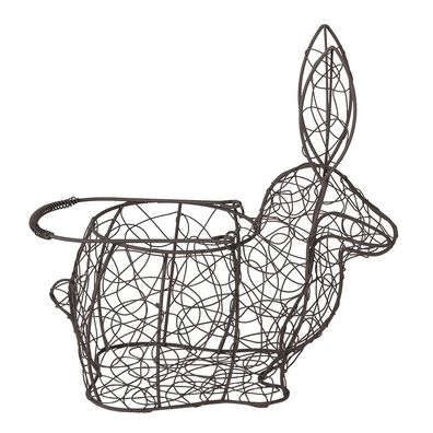 Clayre & Eef Osterkörbchen Kaninchen 26x13x28 cm Schwarz Eisen