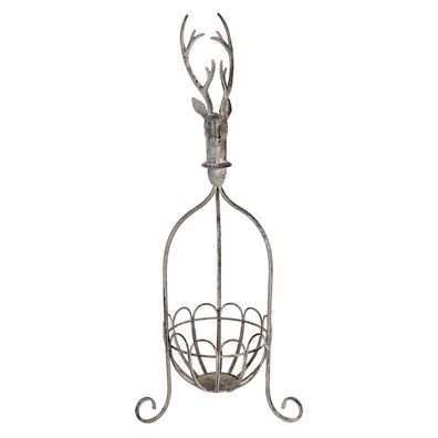 Clayre & Eef Dekorationskorb 28x28x68 cm Grau Metall Hirsch